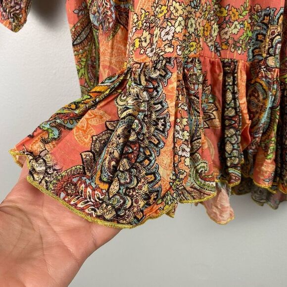 LULI FAMA Seashell Jewel Deep V Frill Mini Dress in Multi - Picture 9 of 12